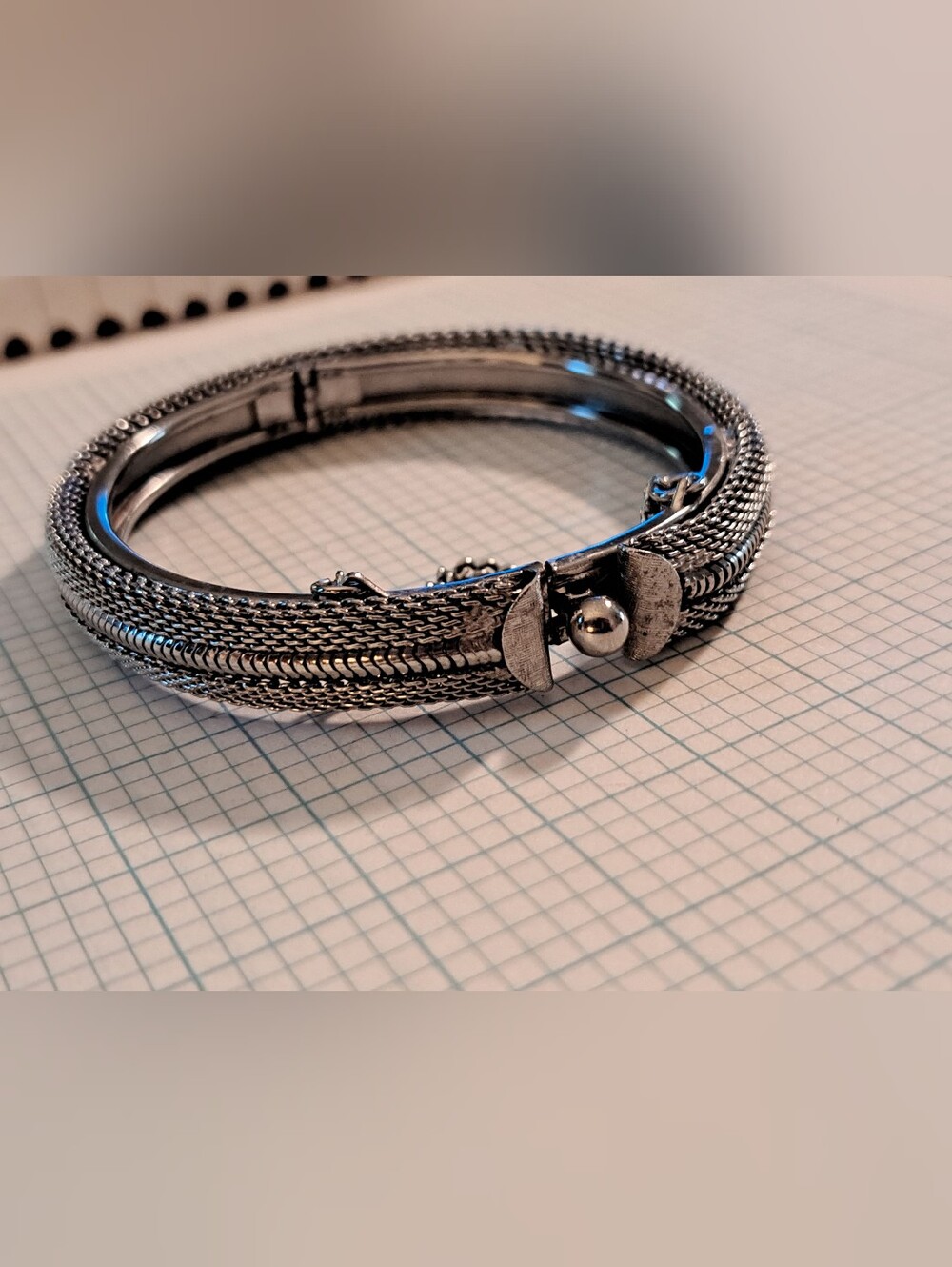 Silver Multi-Strand Mesh Bracelet With Safety Clasp - Picture 4 of 7